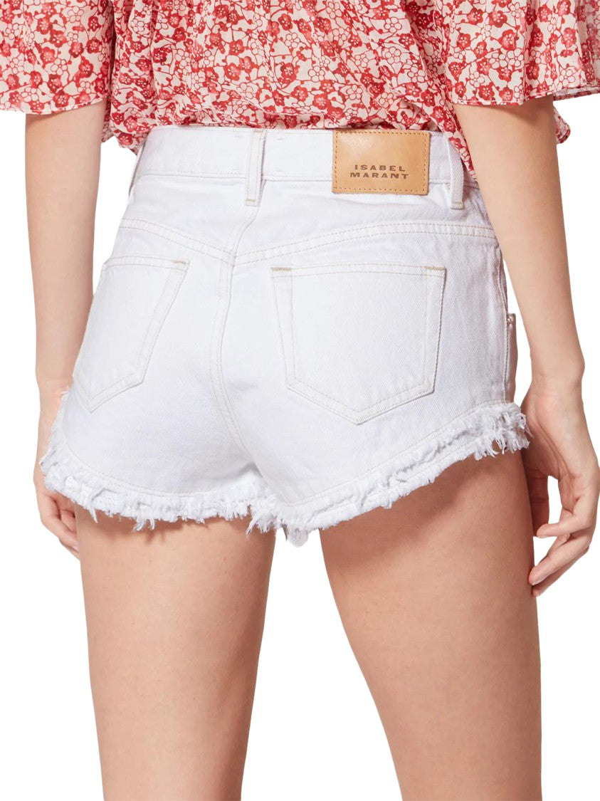 Isabel Marant Étoile Frayed Hem White Denim Shorts