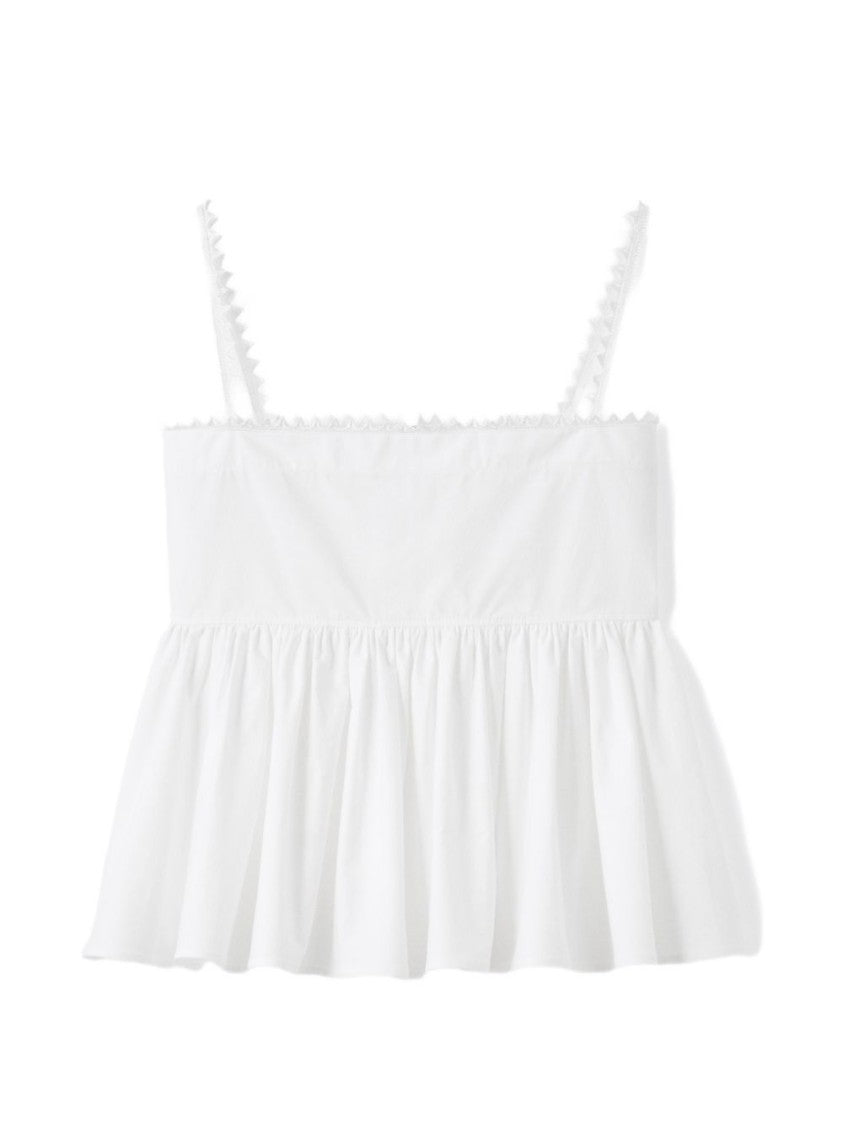 Jacquemus White Square Neck Cotton Peplum Tank Top