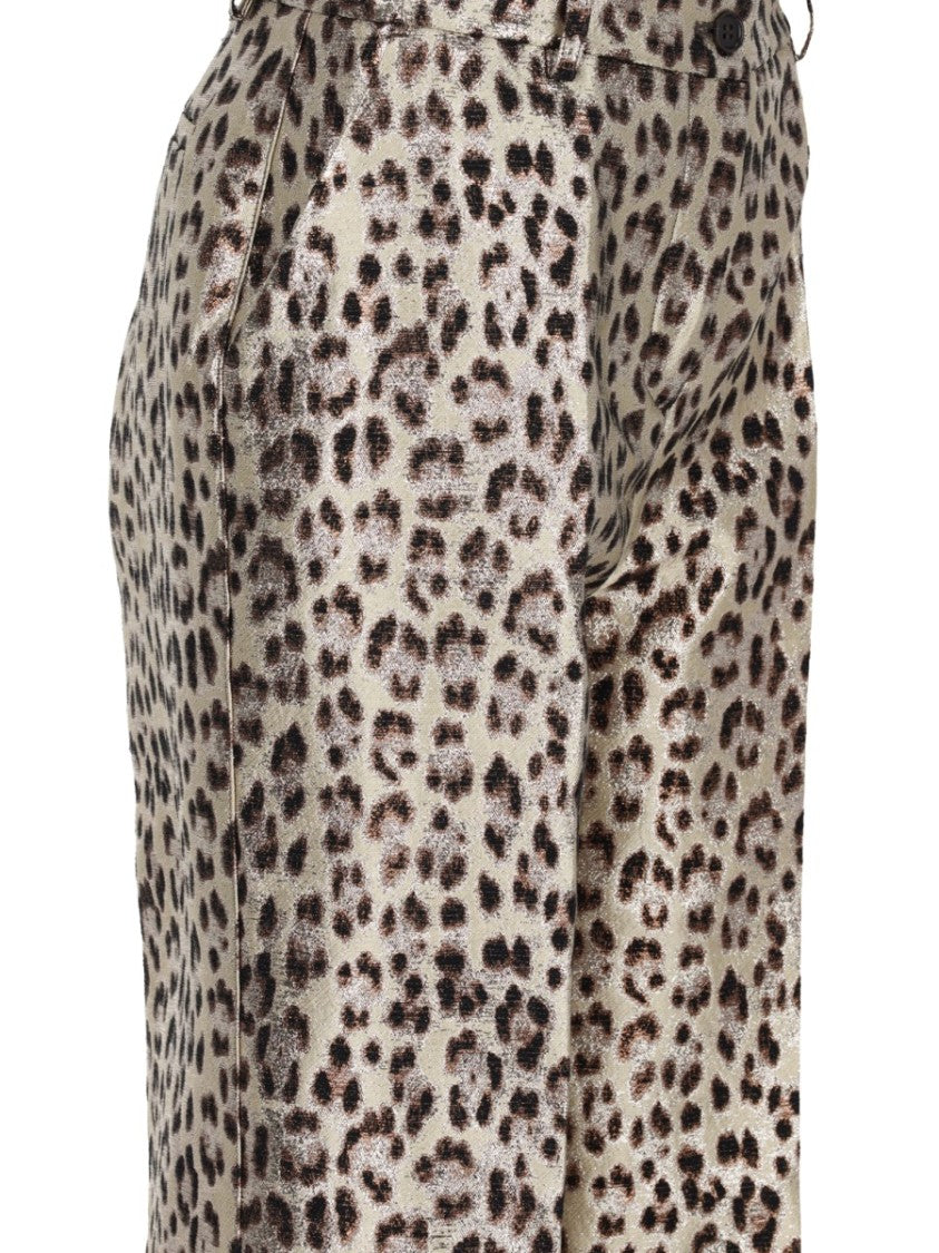 P.A.R.O.S.H. Bold Animal Print High-Waisted Pants With Metallic Sheen