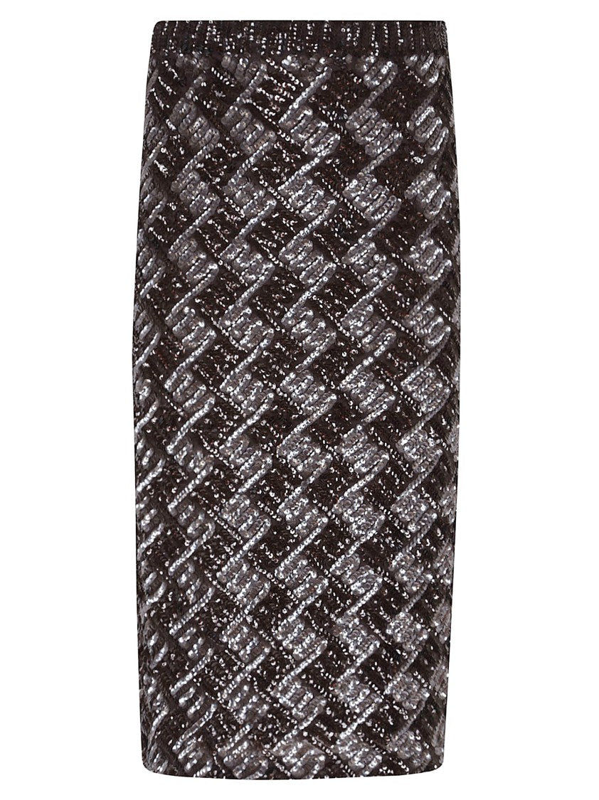 Parosh Geometric Full-Sequin Midi Skirt