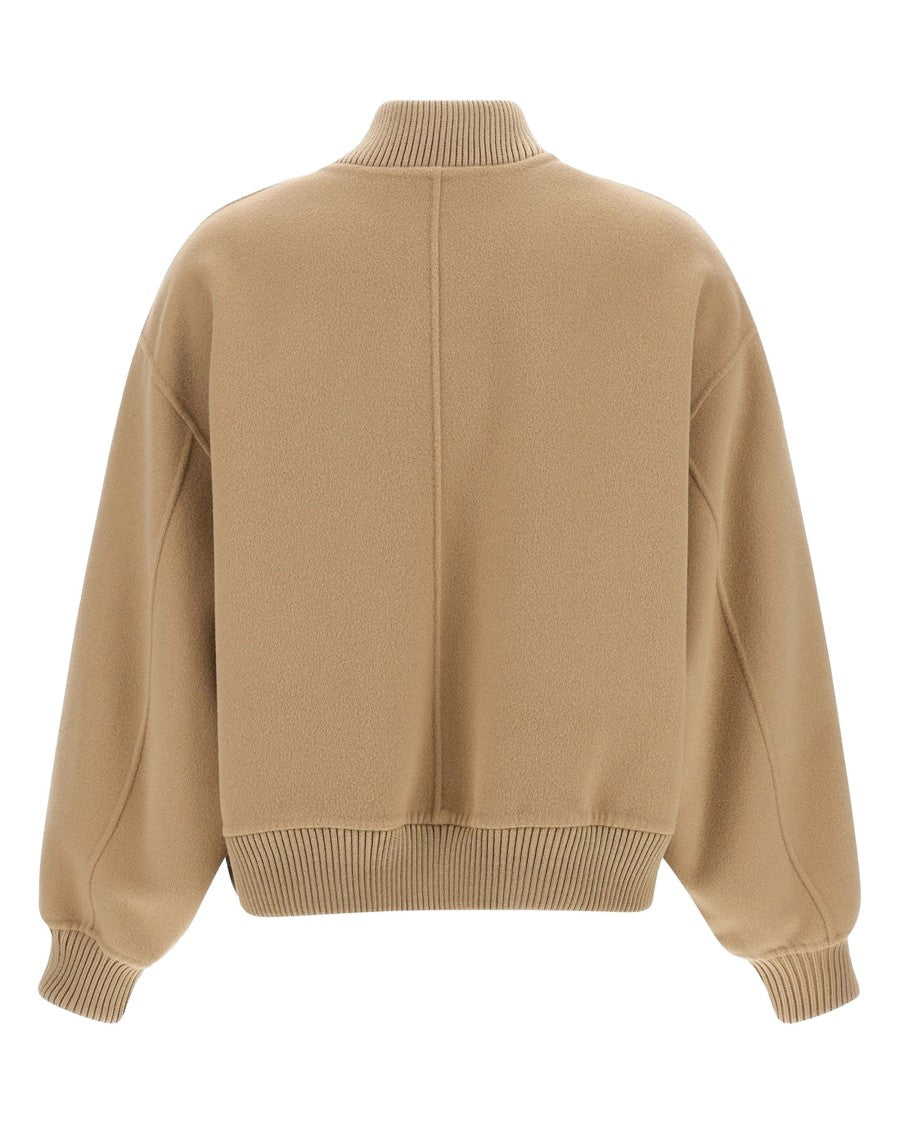 Max Mara Camel Wool Blend Bomber Jacket