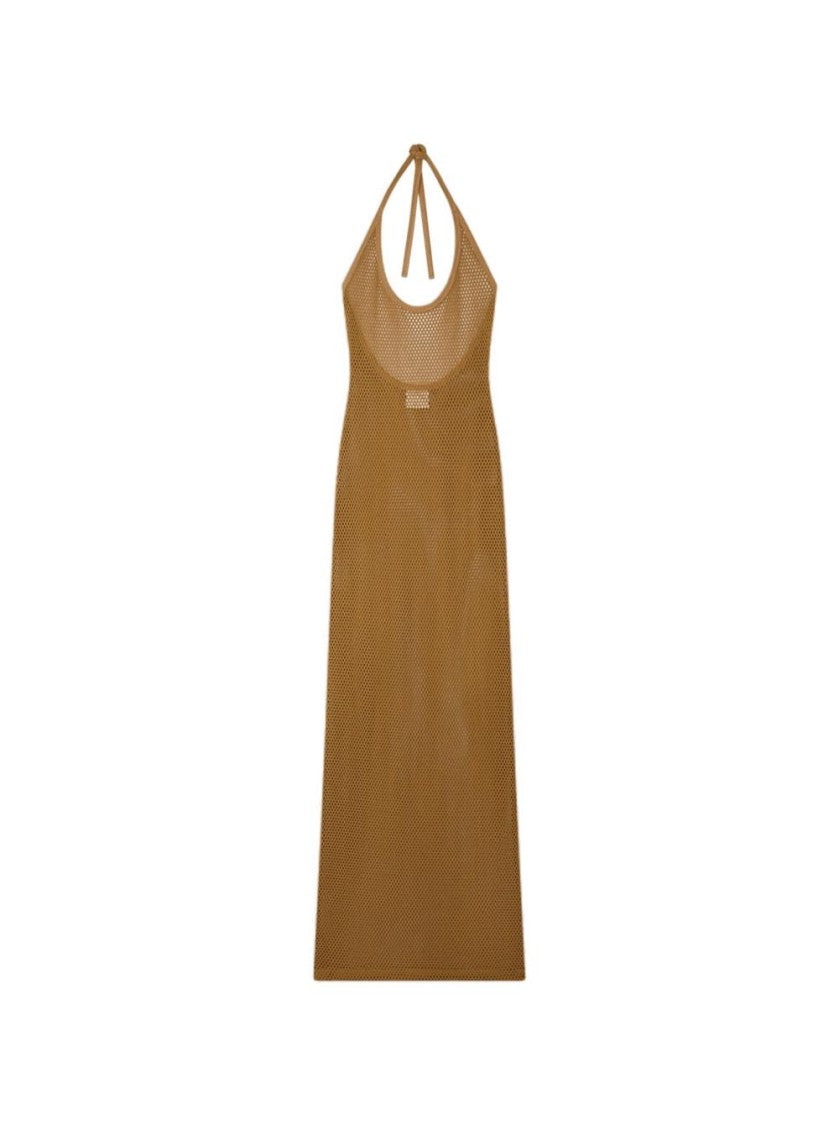 Courrèges Holistic Mesh Long Dress Sepia