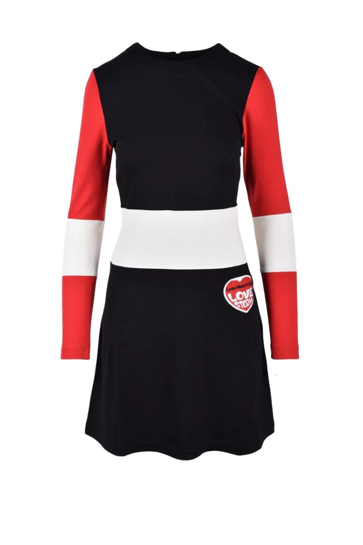 Love Moschino Viscose Nylon Spandex Sweatshirt Dress - Black