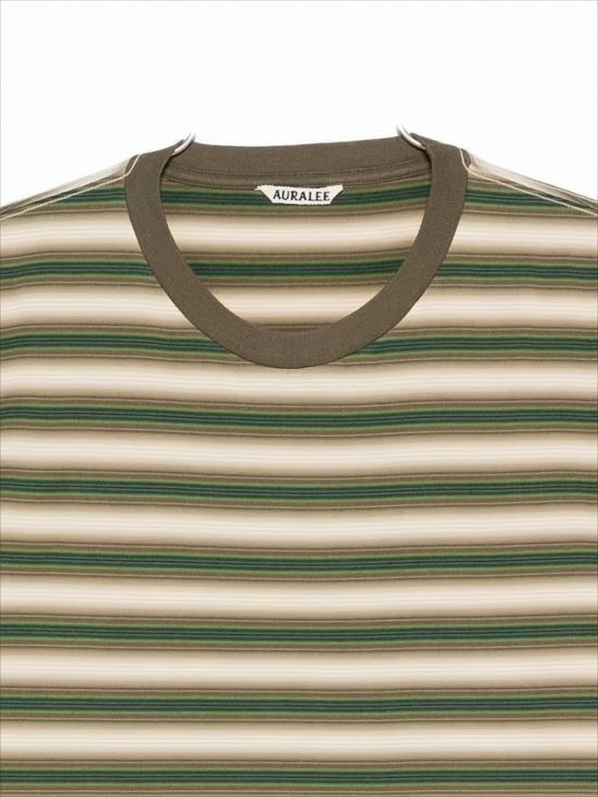 Auralee Short-Sleeved Striped T-Shirt With Round Neckline