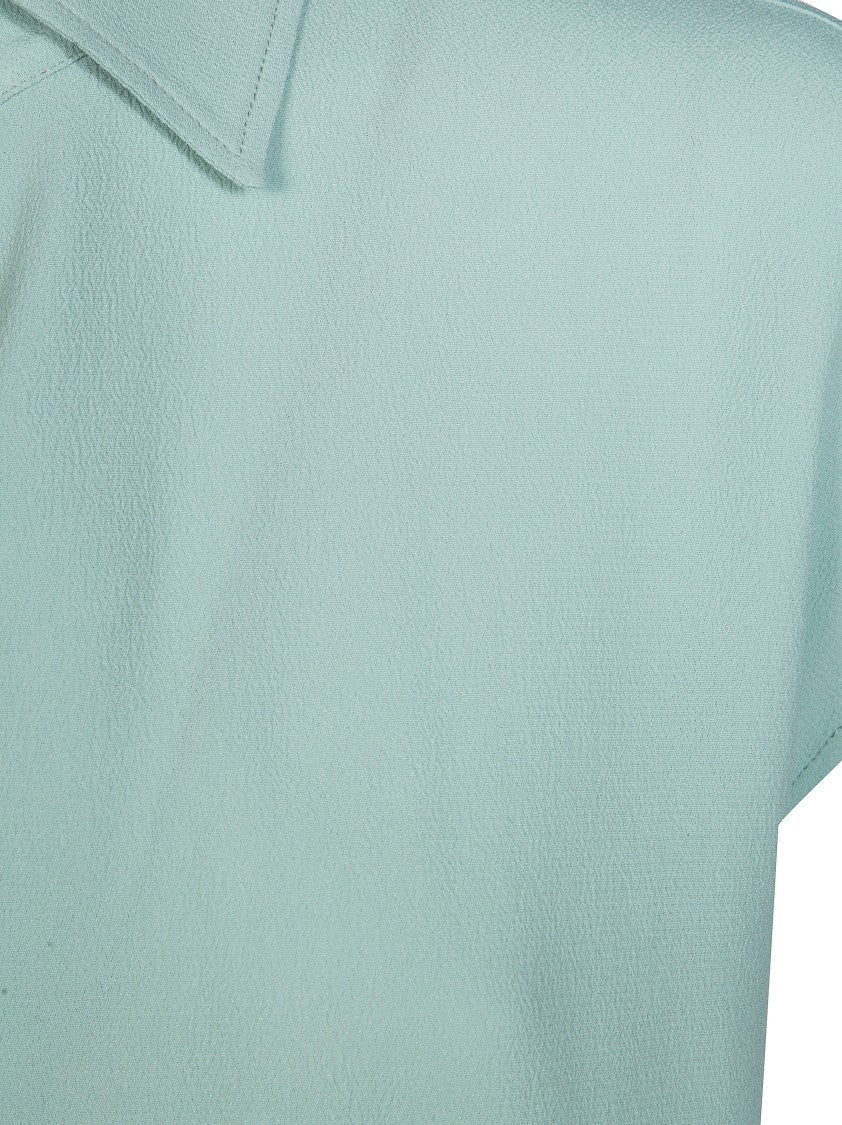 Incotex Lightweight Crepe Boxy Keyhole Short-Sleeved Top