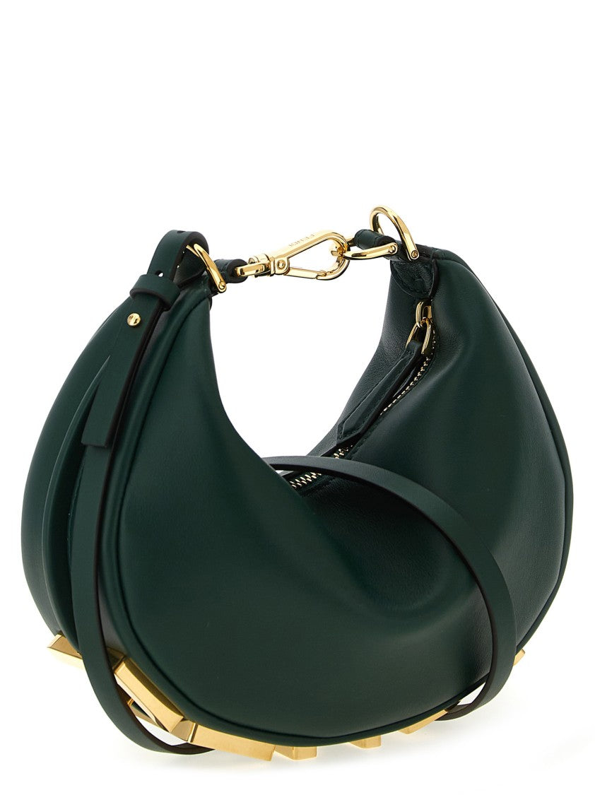 Fendi Crescent-Shaped Mini Handbag With Antiqued Logo Accent