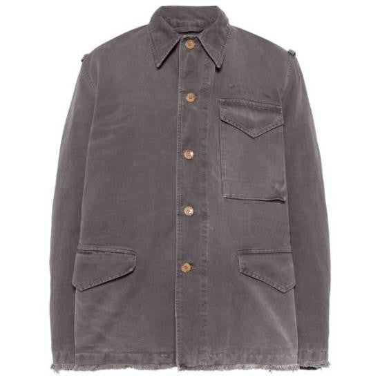 Marni Casual Denim Jacket With Wooden Buttons And Frayed Detailing