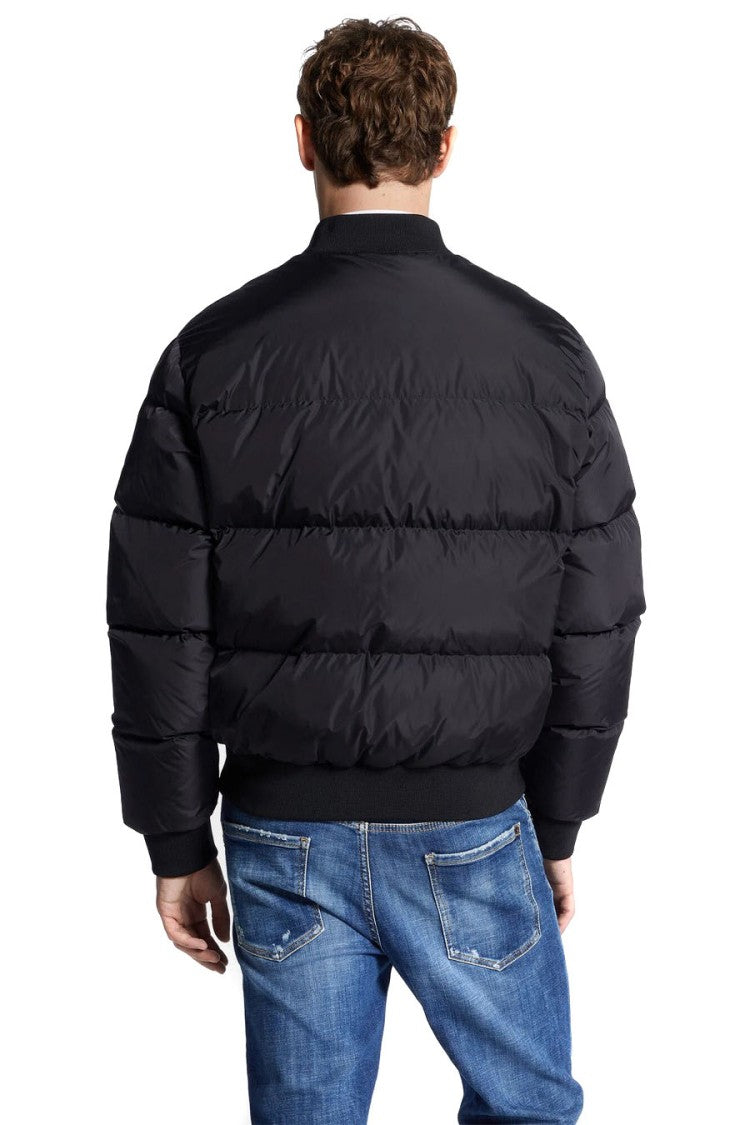 Dsquared2 Black Quilted Padded Embossed Logo Polyamide Bomber Jacket