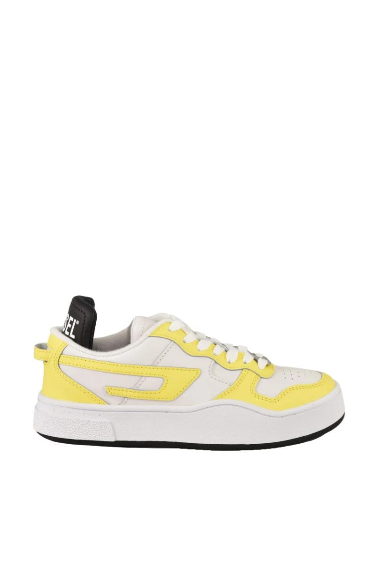 Diesel White/Yellow Polyurethane Sneakers