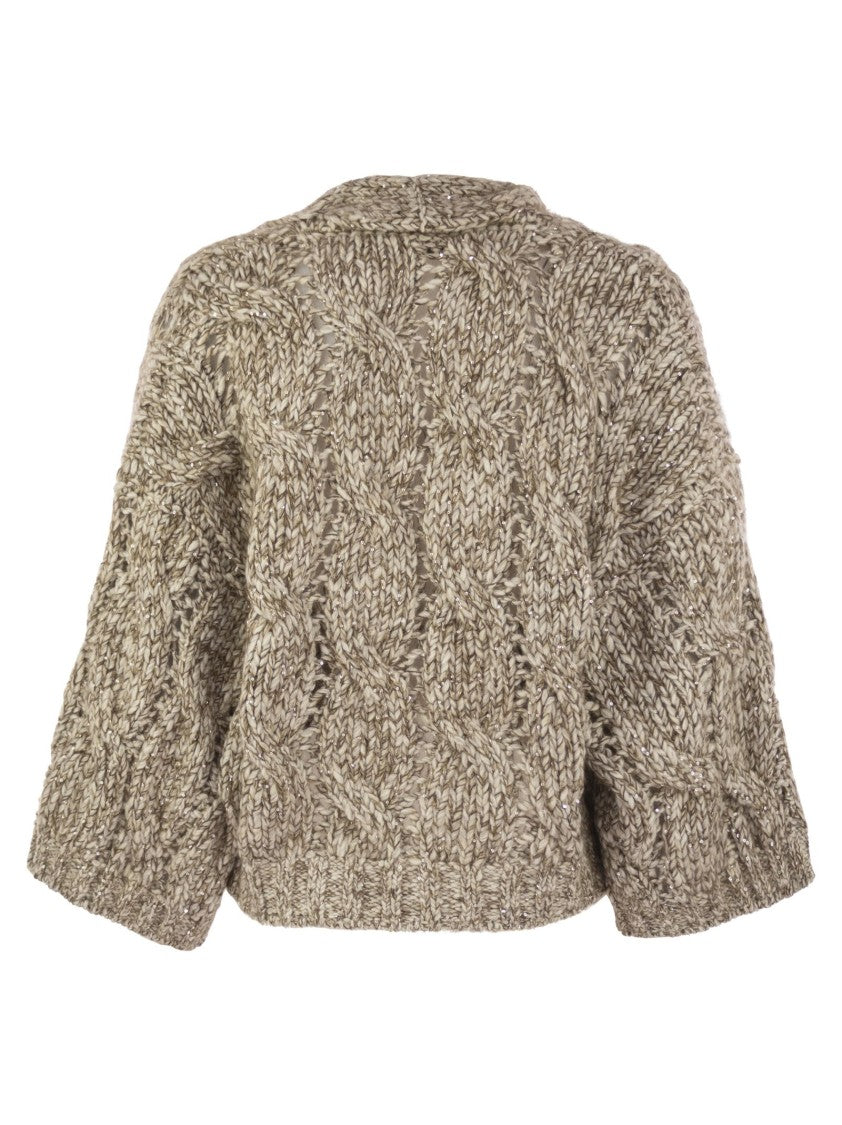 Brunello Cucinelli Dazzling Chiné Cardigan In Soft Wool, Cashmere