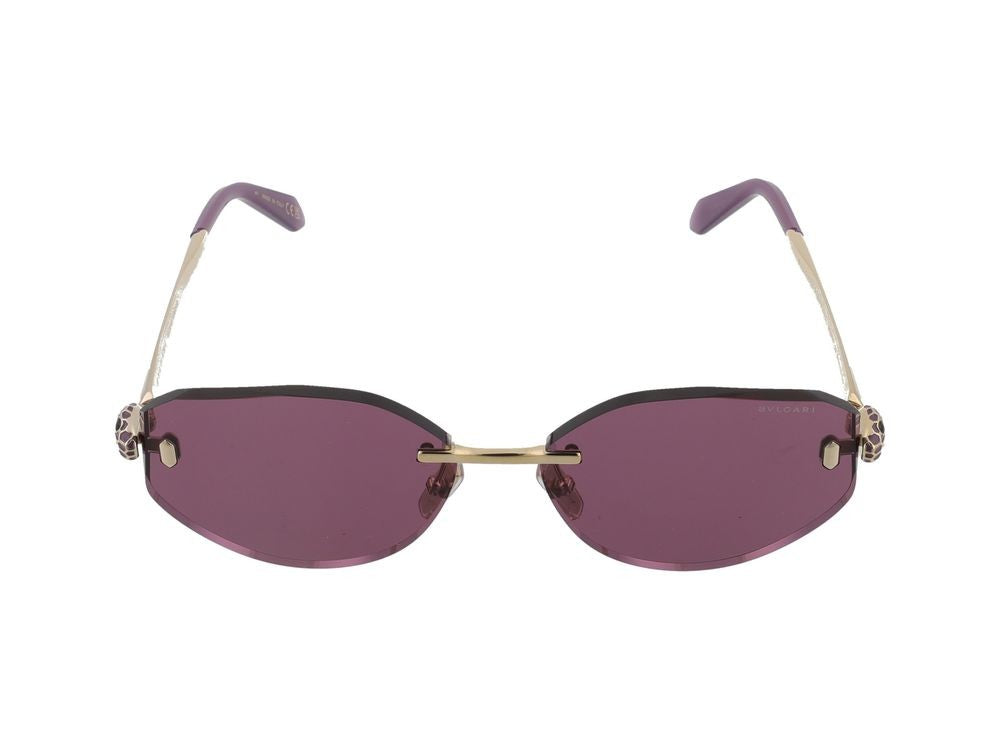 Bulgari Purple Lens Gold Accent Rimless Sunglasses