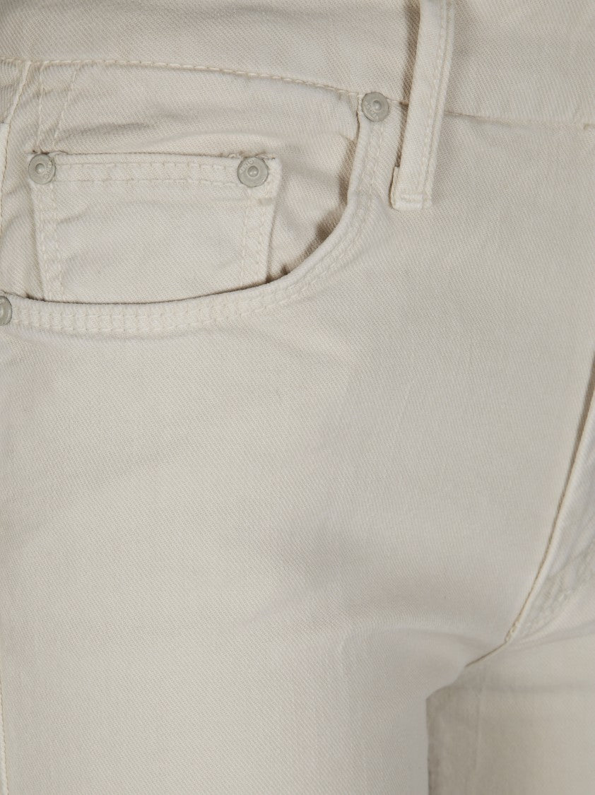 Mother Cropped Light Beige Pants With High Waist