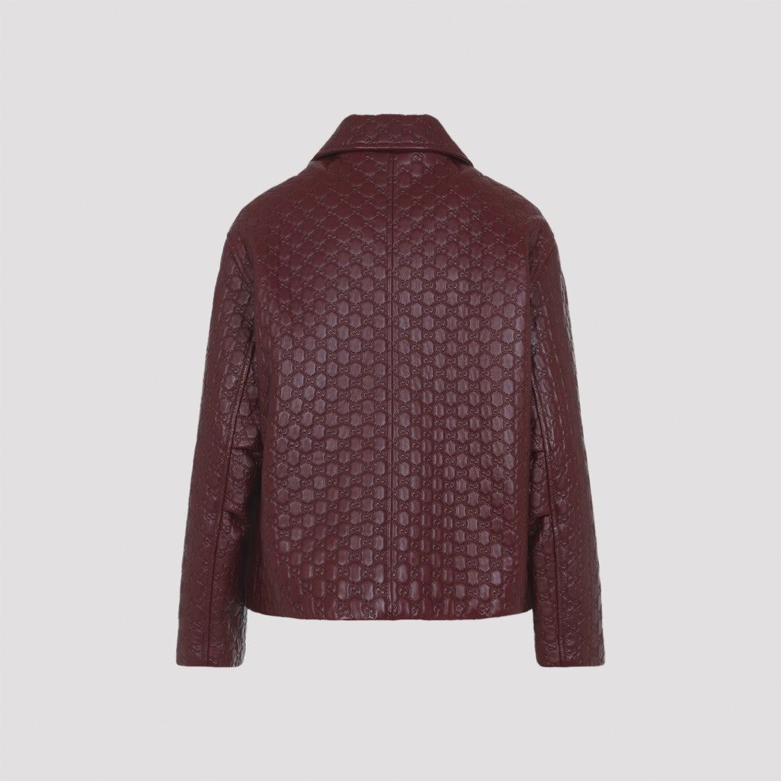 Gucci Embossed Red Lambskin Jacket With Classic Collar And Zipper Closure
