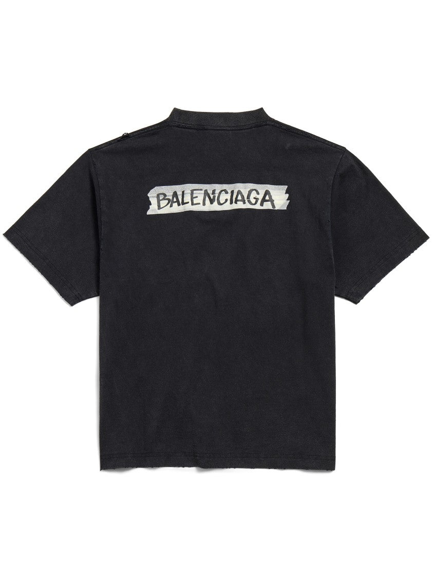 Balenciaga Black Medium Fit Boxy Graphic T-Shirt