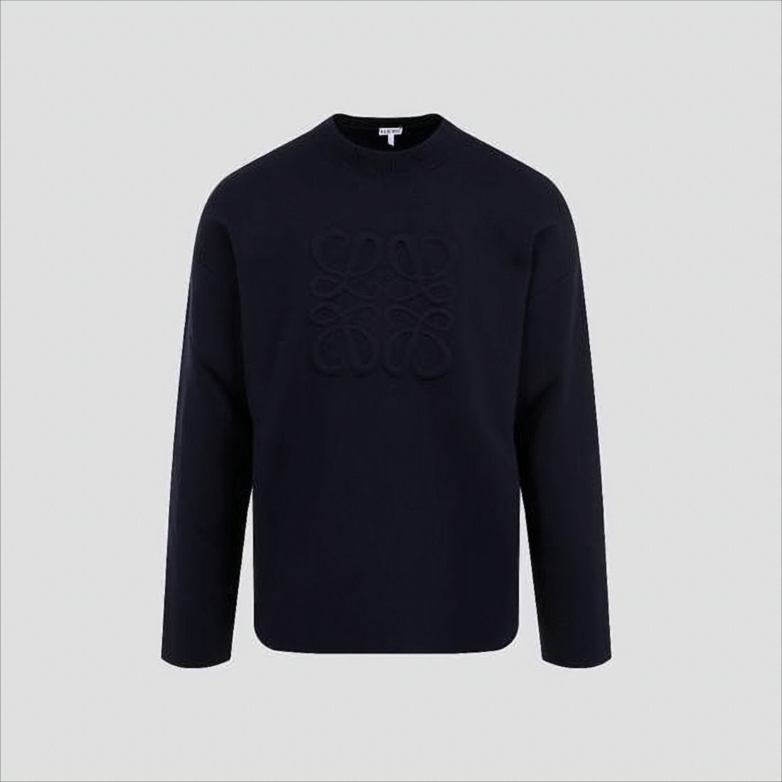 Loewe Crew Neck Blue Wool Blend Sweater
