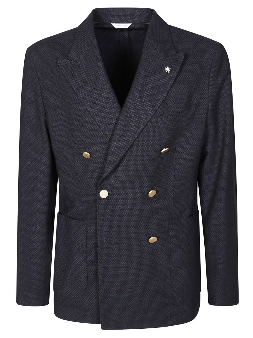 Manuel Ritz Double-Breasted Blazer With Gold Button Detailing