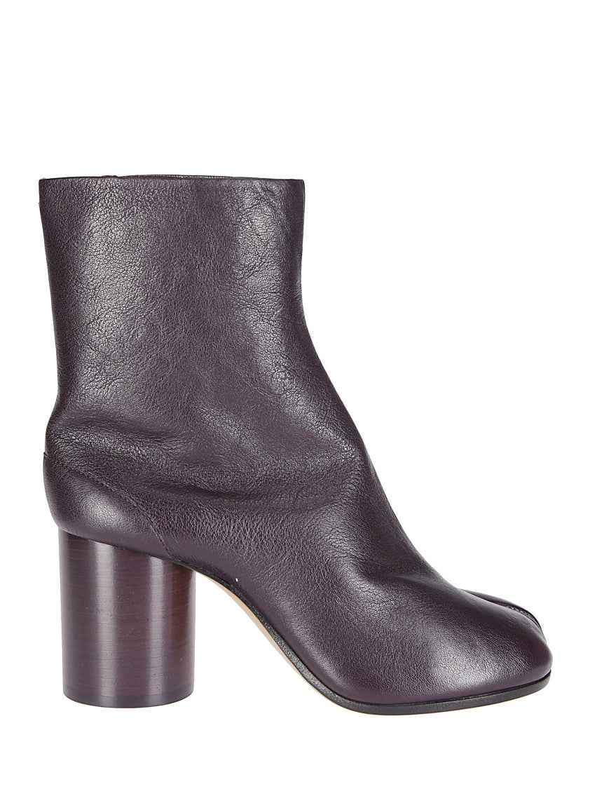 Maison Margiela Dark Burgundy Leather Tabi Ankle Boots