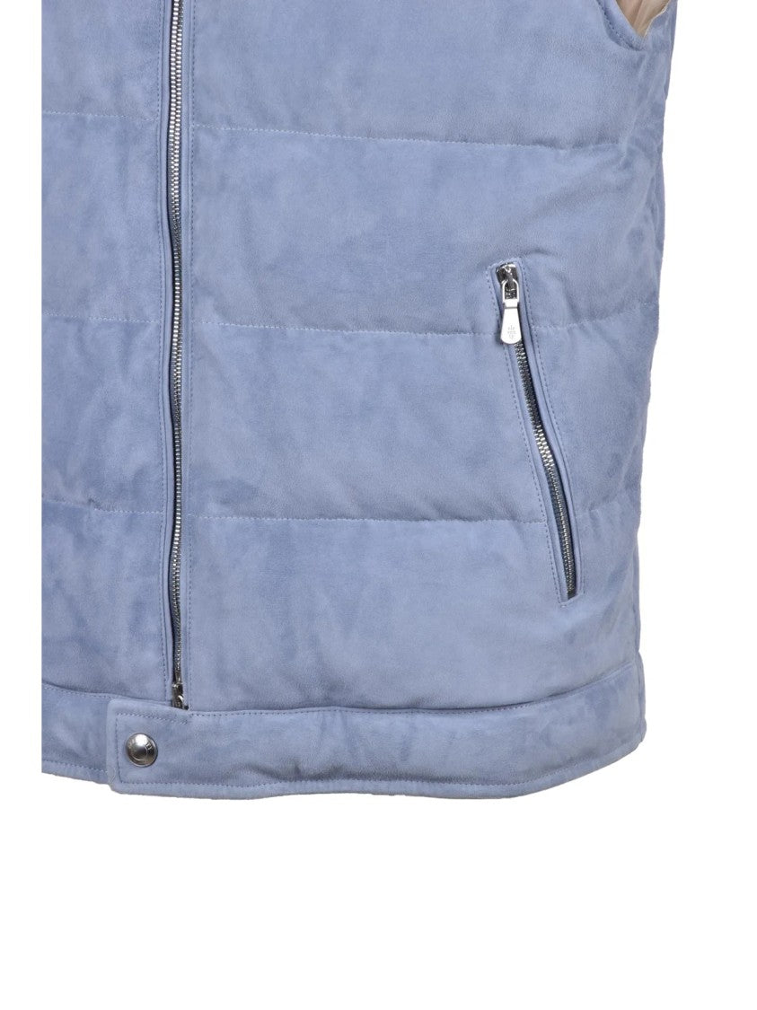 Eleventy Blue Suede Padded Vest