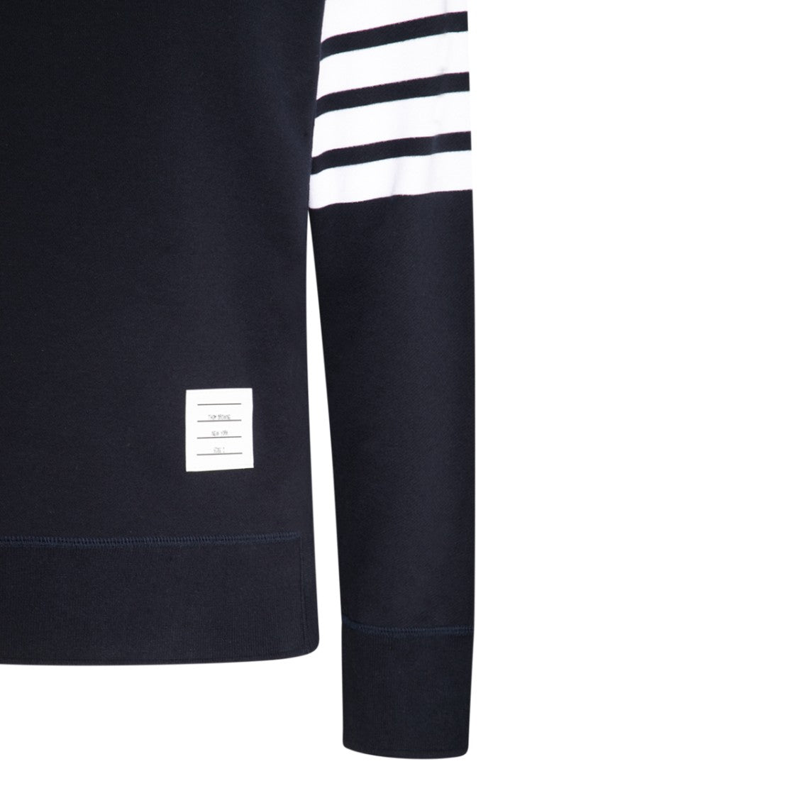 Thom Browne Navy Cotton Sweatshirt With Signature Stripes And Logo Patch