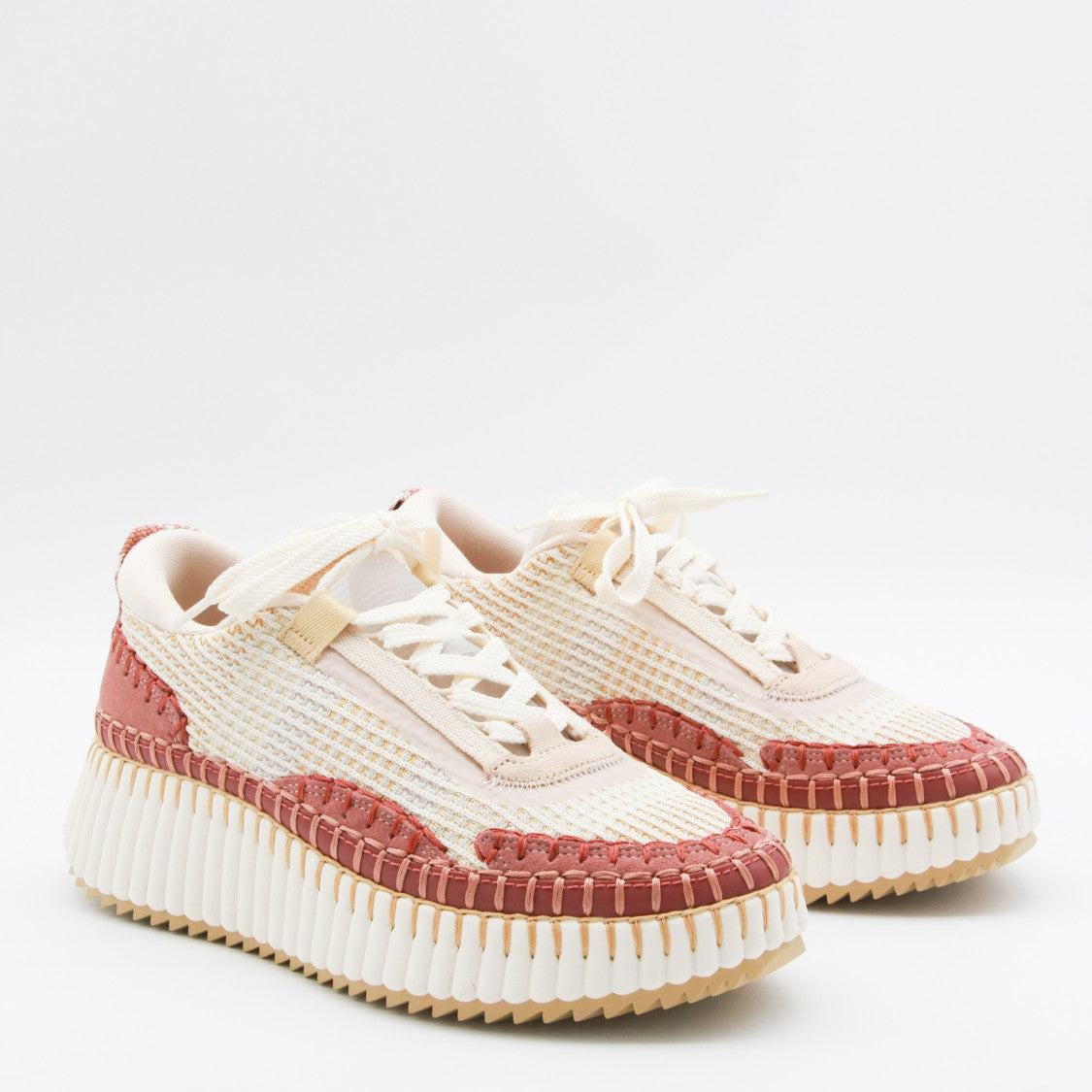Chloé Chunky Sole Sneakers With Textured Mesh