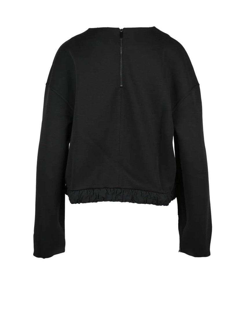 Mm By Max Mara Black Crew Neck Back Zip Polyester Sweatshirt
