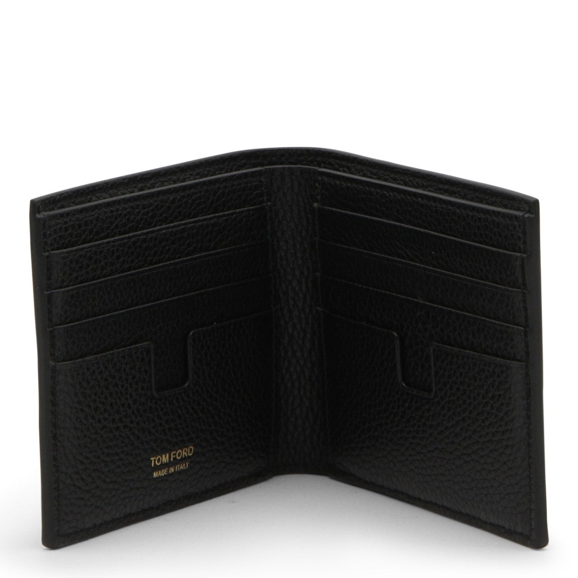 Tom Ford Textured Black Leather Bifold Wallet With Gold Embossed Logo
