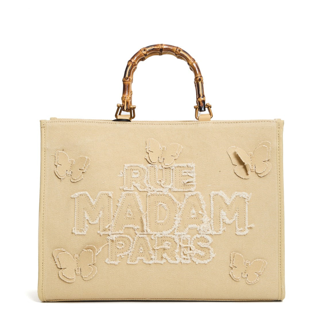 Rue Madame Canvas Tote With Embroidered Butterflies