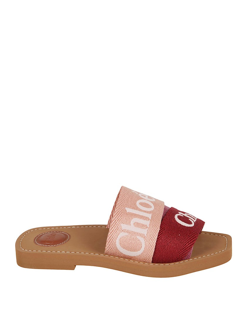 Chloé Woody Sandals With Embroidered Logo