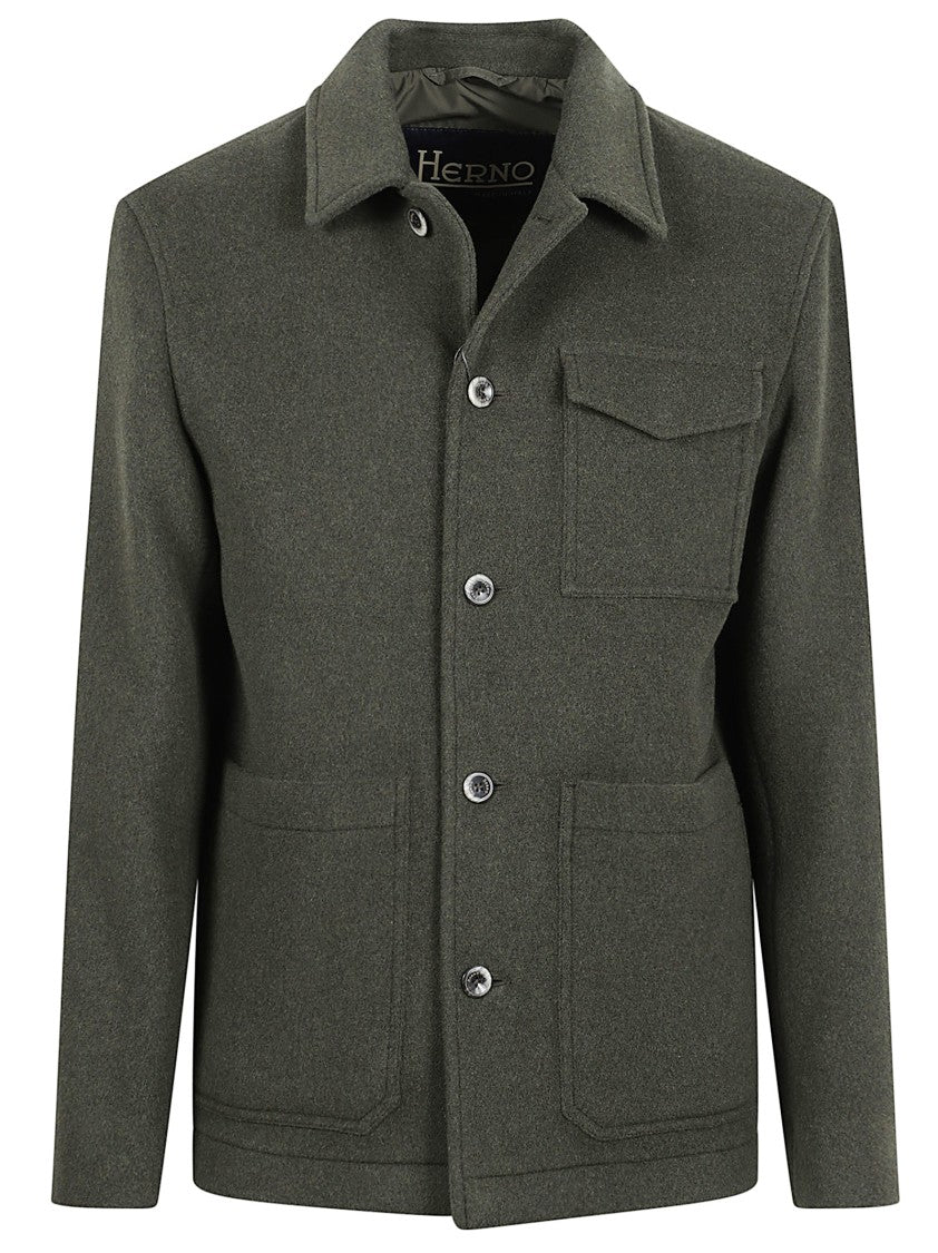 Herno Double-Layered Wool Jacket With Twill Texture