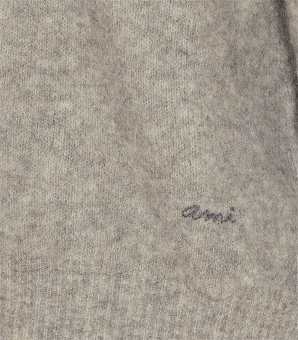 Ami Paris Heathered Knit Sweater With Classic Crew Neckline