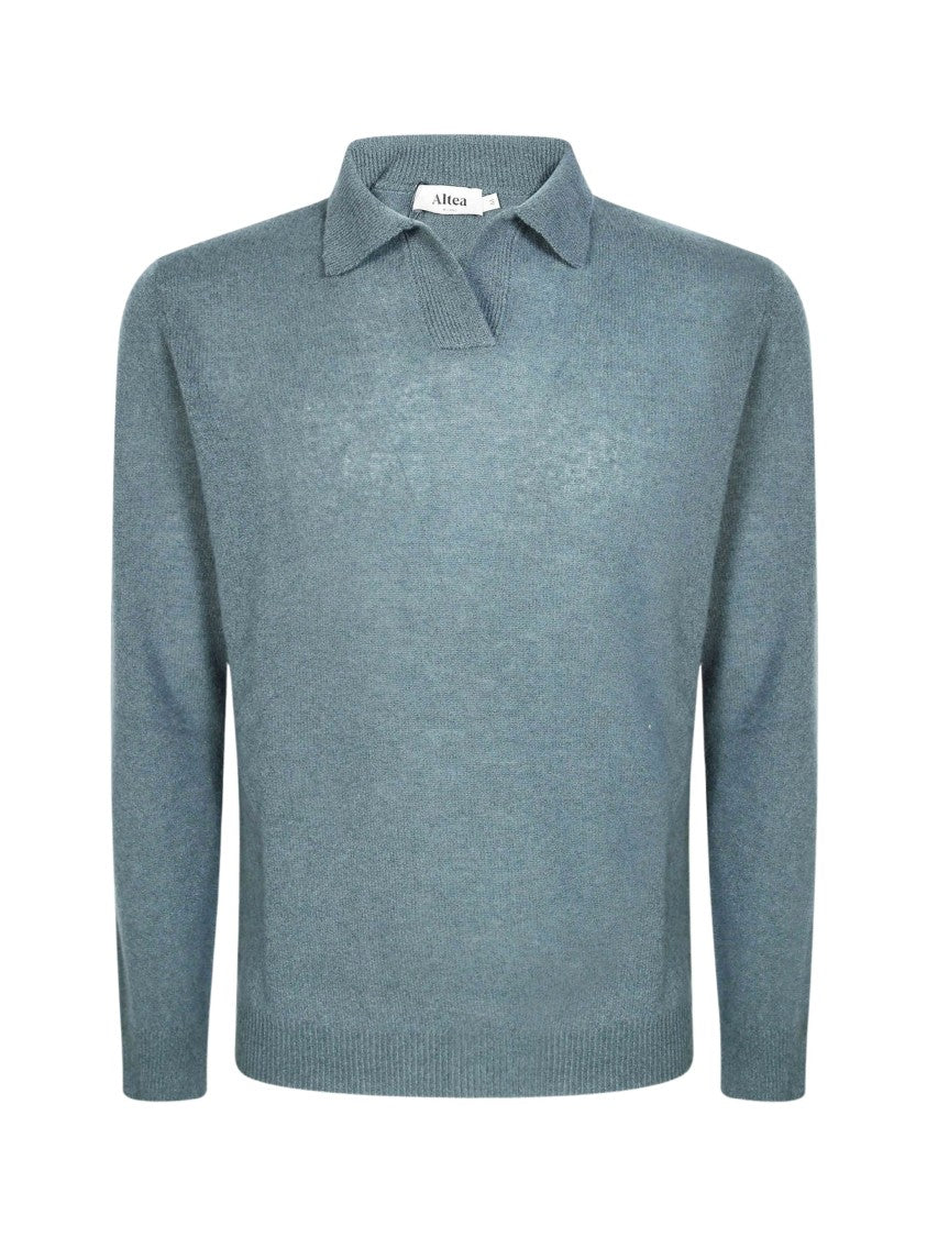 Altea Virgin Wool Cashmere-Blend Long-Sleeve Knit Polo Shirt
