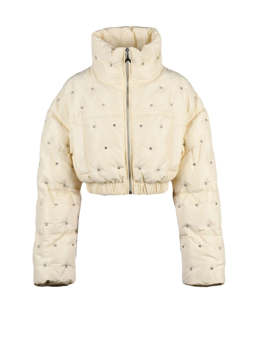 Patrizia Pepe White Polyester Zip Padded Cropped Down Jacket
