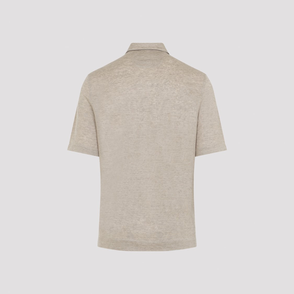 Zegna Neutral Beige Linen Polo Shirt With Classic Collar