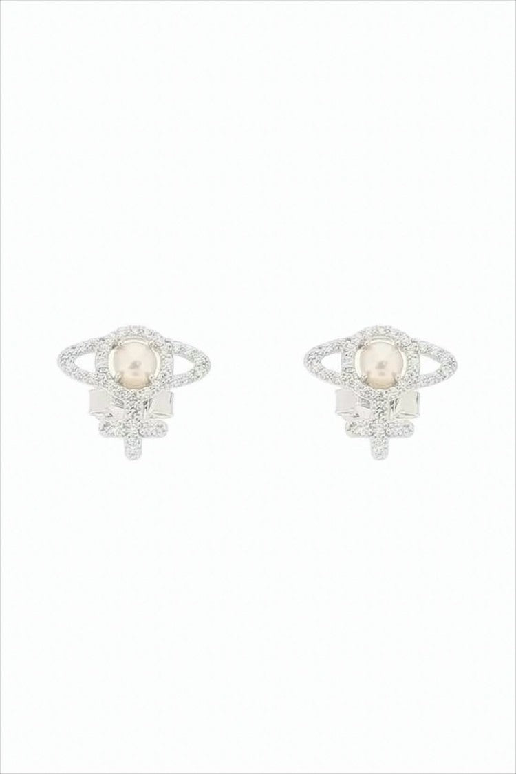 Vivienne Westwood Pearl-Embellished Stud Earrings With Textured Brass Frame