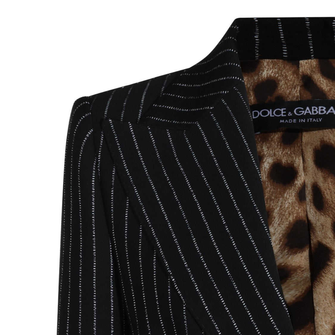 Dolce & Gabbana Tailored Pinstripe Leopard-Lined Blazer