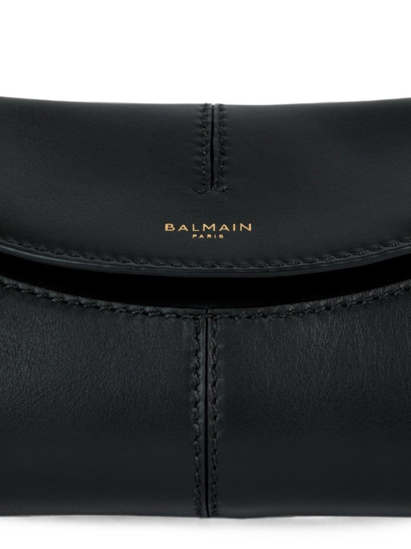 Balmain Black Elongated Triangular Leather Handbag