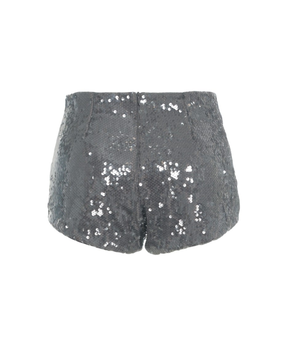 Jucca High-Waisted Sequined Shorts With Smooth Waistband