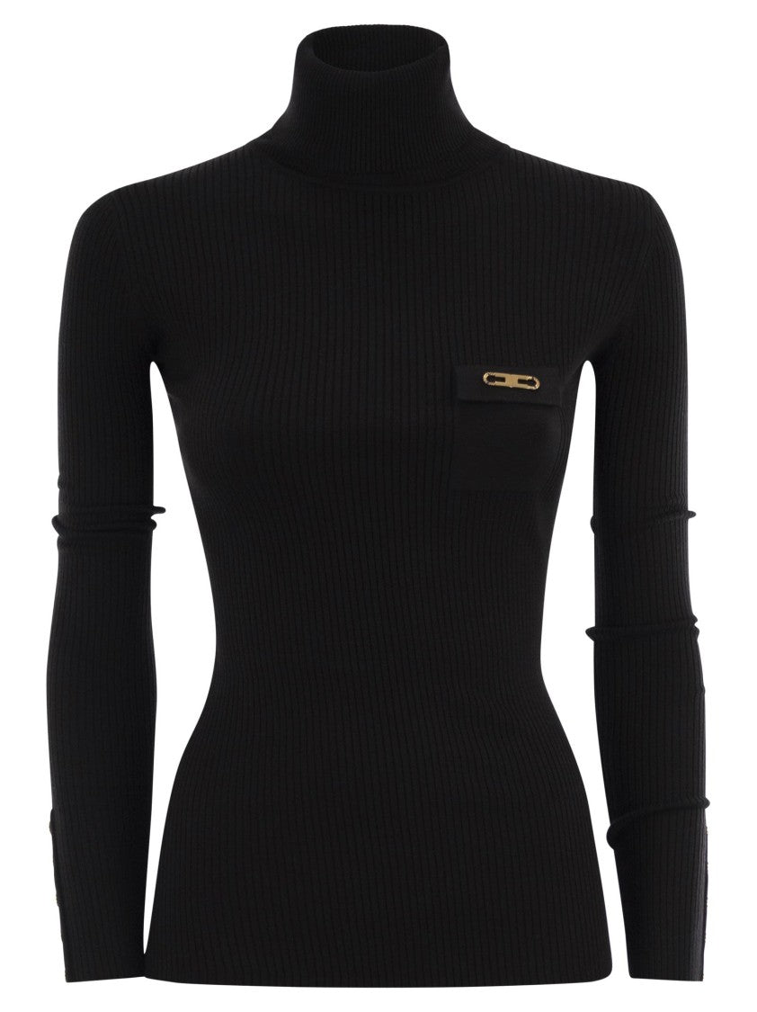 Elisabetta Franchi Ribbed Knit With Pocket