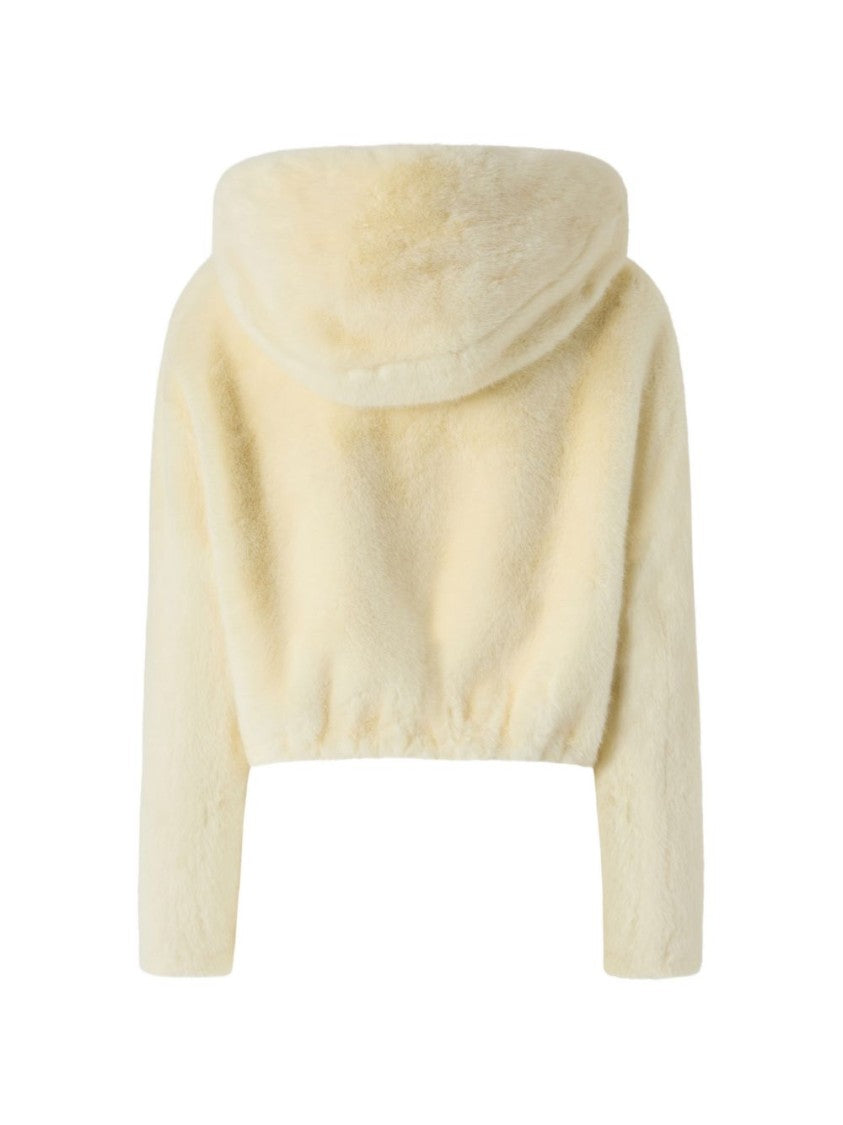 Pinko Cropped Faux Fur Hooded Jacket