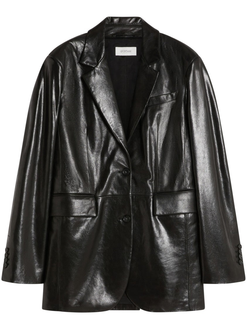 Max Mara Tailored Black Jacket With Shiny Finish And Structured Design