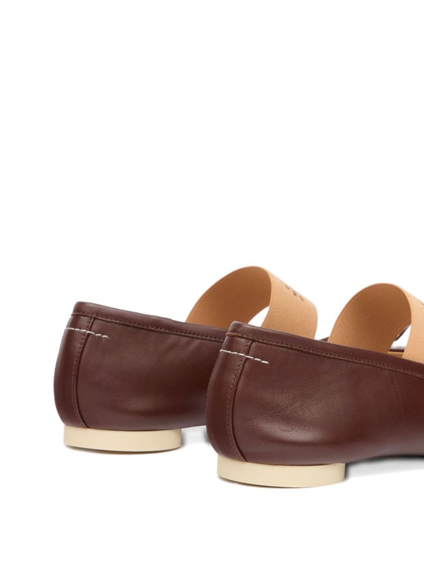 Mm6 By Maison Margiela Brown Leather Flats With Bow Detail