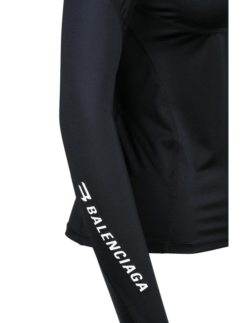 Balenciaga Close-Fitting Black Lycra Top With Modern Silhouette