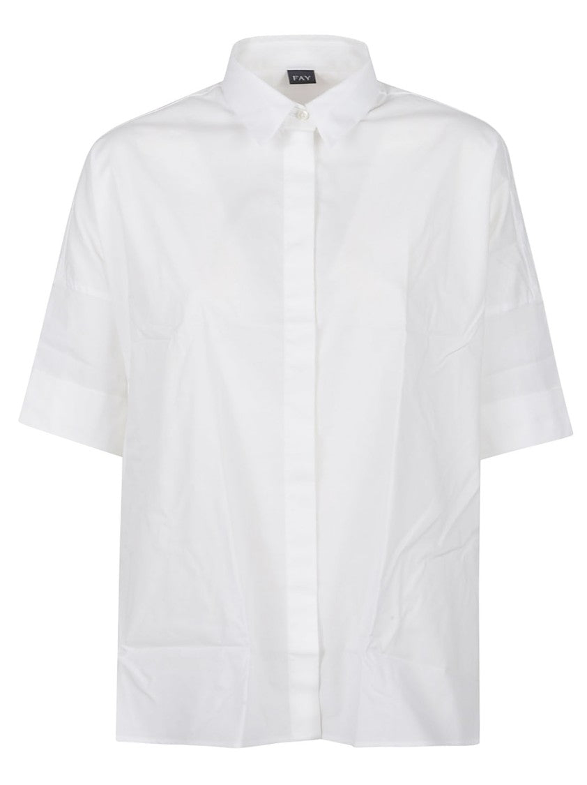 Fay 3/4 Sleeve Cotton Blend Concealed Shirt