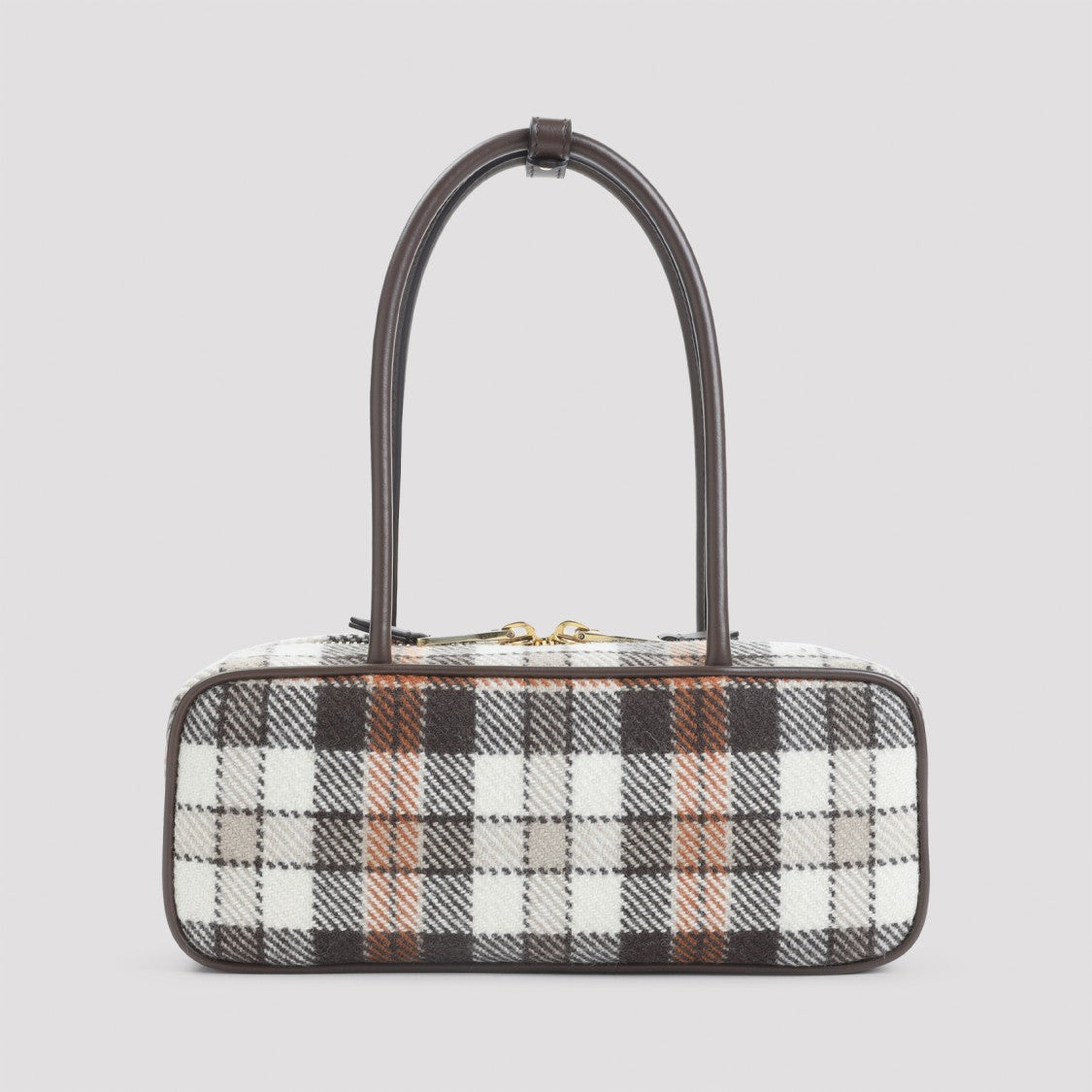 Miu Miu Plaid Pattern Shoulder Bag With Smooth Leather Trim
