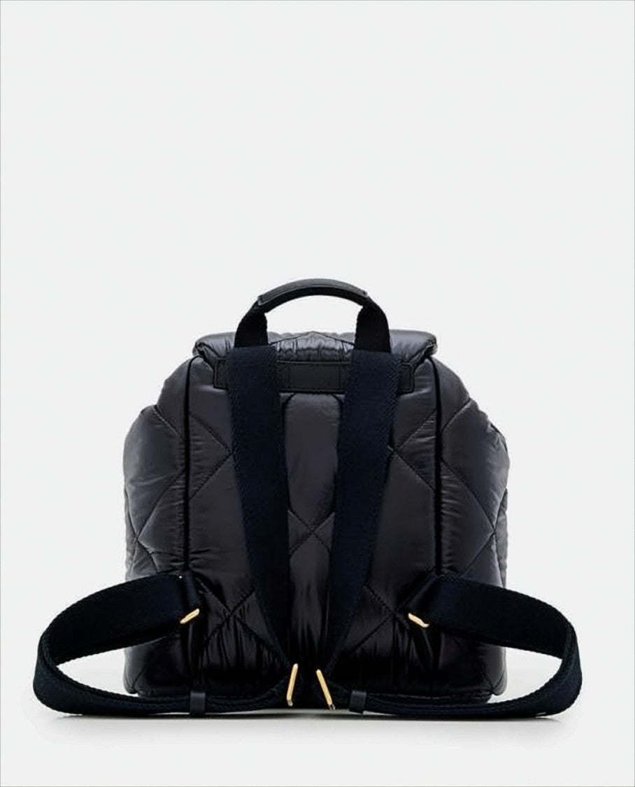 Moncler Quilted Black Polyamide Backpack With Gold-Tone Turn-Lock Closure