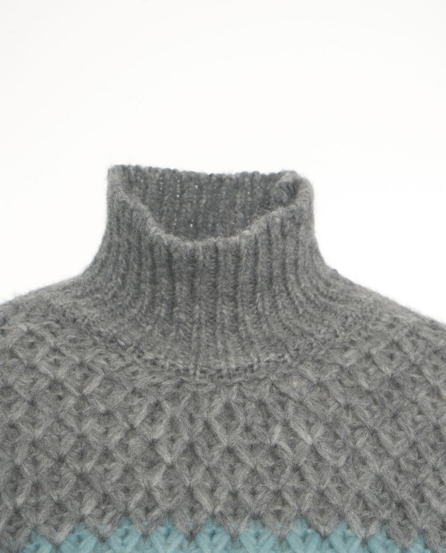 Roberto Collina Alpaca Blend Sweater With High Ribbed Collar And Cable Knit Design