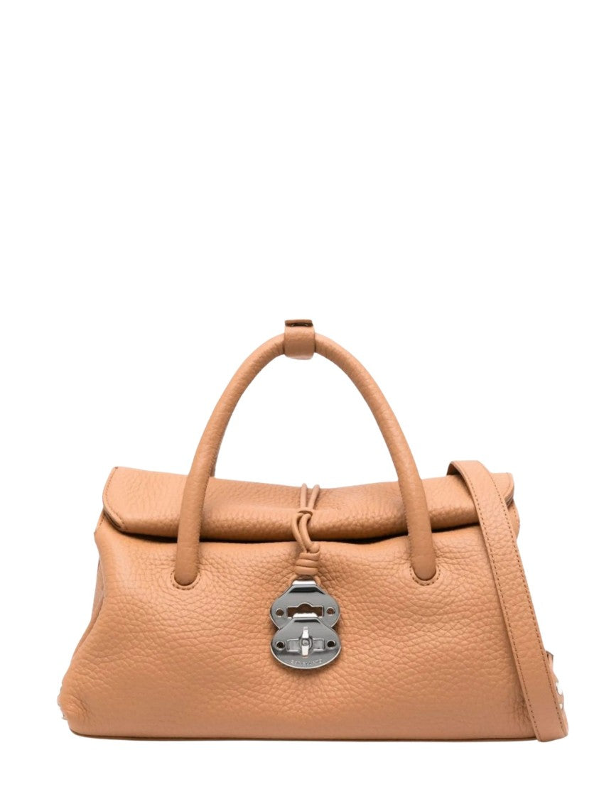 Zanellato Pebbled Leather Tote Bag With Metallic Studs