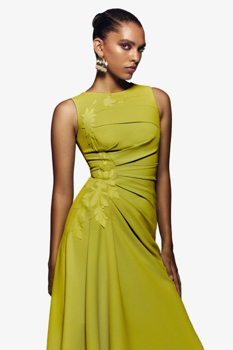 Saiid Kobeisy Crepe, High-Low Dress With Matching Embroidery