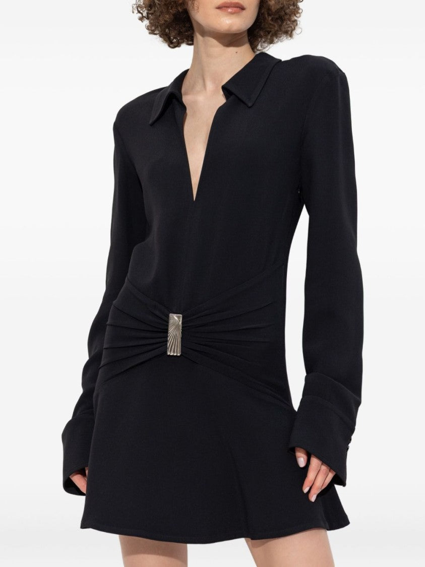 The Attico Long-Sleeved Black Cady Mini Dress