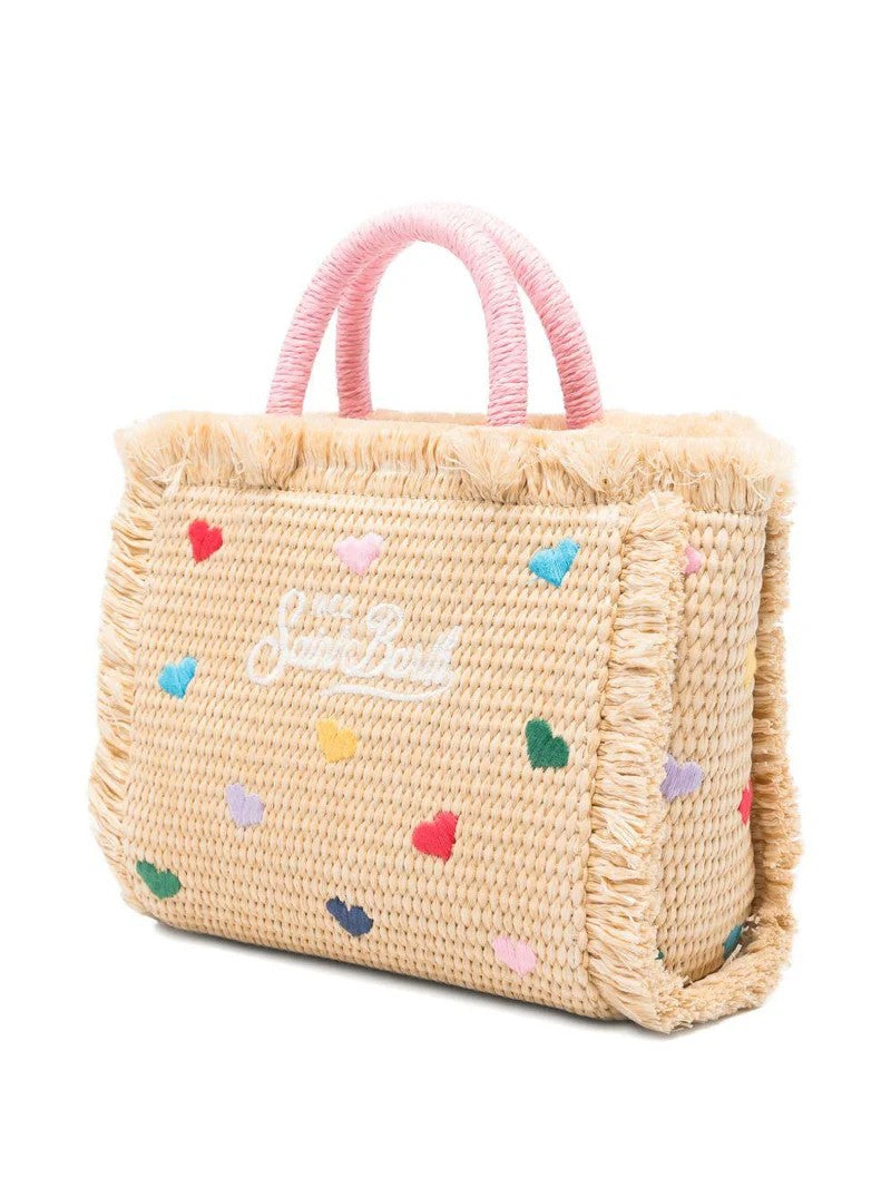 Mc2 Saint Barth Woven Rectangle Tote Bag With Heart Accents